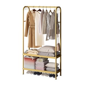 Heavy Duty Clothing Rack, Garment Rack With 2 Tier Closet Shelves, Metal Clothes Shelf for For Clothing Storage - 1 of 4