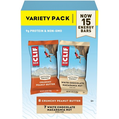 CLIF Bar Crunchy Peanut Butter & White Chocolate Macadamia Variety Pack - 36oz/15pk