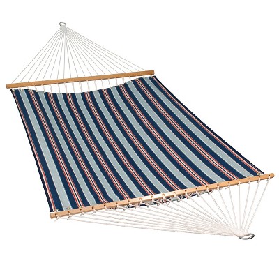 Northlight 82" x 55" Blue and Red Striped Quilted Double Hammock