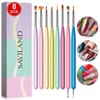 Saviland Professional 8PC Nail Art Kit - Gel Liner Brush & Double Dotting Pens for Acrylic Nails, Salon & Home DIY Manicure. (Size: 8 Count) - 2 of 4