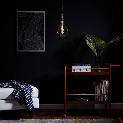 Satin Nickel Vintage Pendant Light with Black Cord