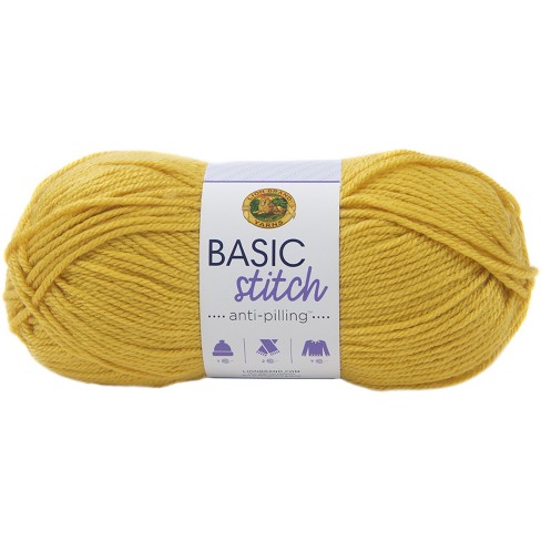 Lion Brand Yarn Basic Stitch Anti-Pilling Yarn, Gold Heather, 3.5 oz 4  Skeins