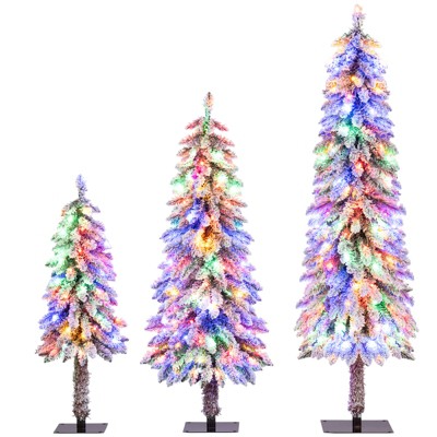 Tangkula 3' 4' 5' Artificial Christmas Tree Set of 3 w/ Snow-flocked Branch Tips