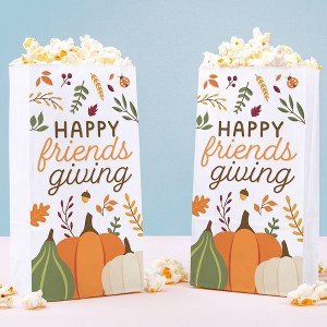 Big Dot of Happiness Fall Friends Thanksgiving Popcorn Bags, Friendsgiving Party Favor Snack Treats, Free-Standing Individual White Paper Bags - 25 Ct - 1 of 4