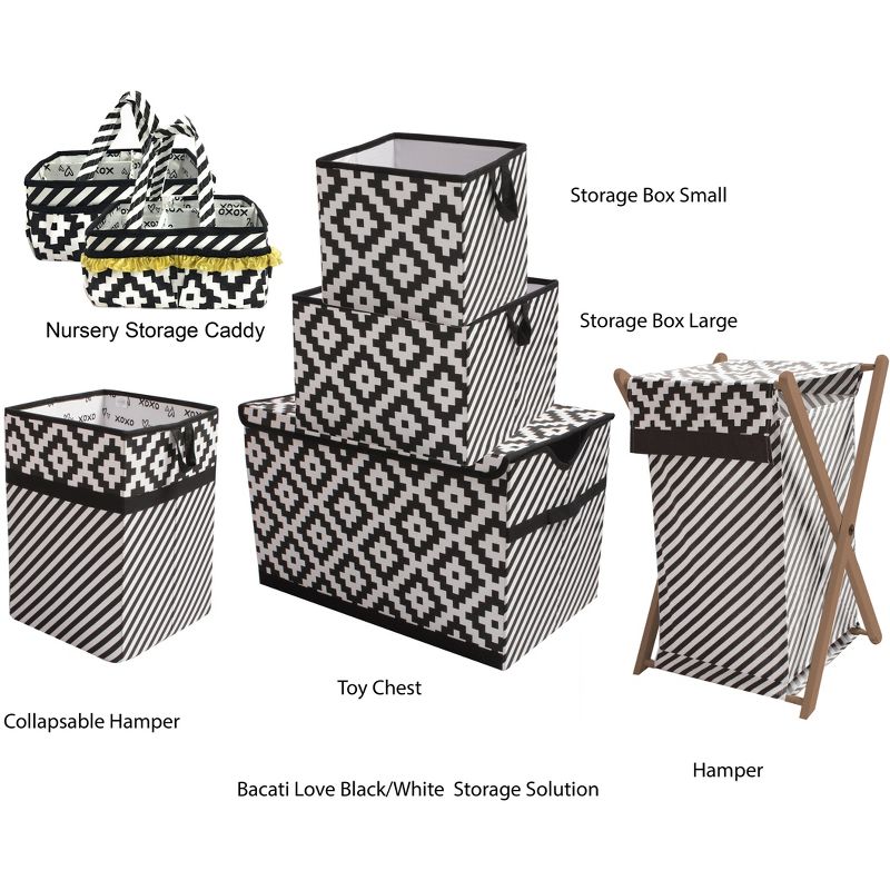 Bacati - Love Black/White Collapsible Laundry Hamper, 5 of 7