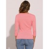 INSPIRE CHIC Women's V Neck 3/4 Sleeves Solid Knitted Buttons Decor Ruched Blouse - 4 of 4