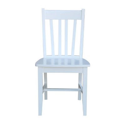 Elegant White Solid Wood High Slat Side Chairs, Set of 2