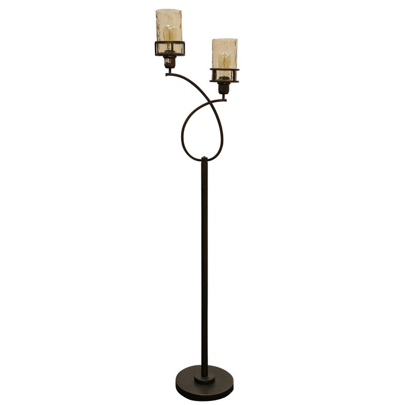 68&#34; Loop Accent Floor Lamp Amber Glass Bronze - StyleCraft, 3 of 6