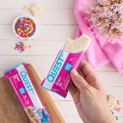 Quest Gluten Free Nutrition Protein Bar Birthday Cake - 4ct: 20g Protein, Chewy, Ready to Eat, 8.5oz