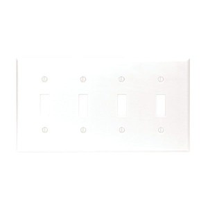 Leviton 4-Gang Plastic Toggle Switch Wall Plate, White - 1 of 1
