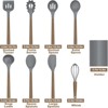BRINJOY 9-Piece Gray Silicone Kitchen Cooking Spatula Set with Wooden Handle for Nonstick Pans, 446¡ãF Resistant Silicone with Large Stand - 3 of 4