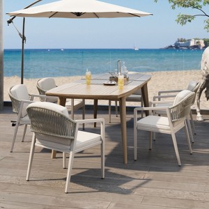 Christopher Knight Home Jiana 7 Pieces Outdoor Rustic Expandable Rattan, Metal and Acacia Wood Dining Set - 1 of 4