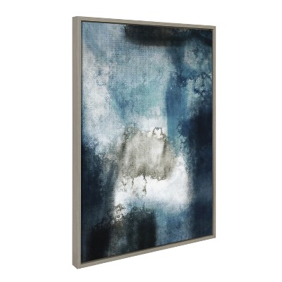 Sylvie Aqua Abstract Blue and Gray Canvas Wall Art, 23x33
