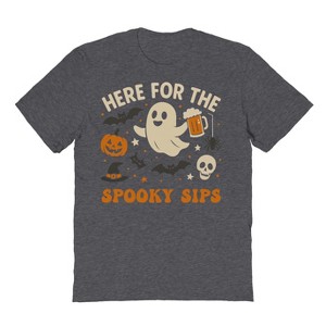 Rerun Island Men Here For The Spooky Sips Short Sleeve Graphic Cotton T-Shirt - 1 of 4