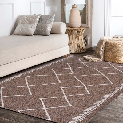 Handmade Boho-Chic Brown/Beige Trellis Synthetic 8' x 10' Area Rug