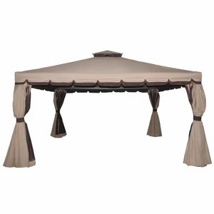 Outdoor Patio Gazebo, Double Roof Pop Up Gazebo with Netting and Shade Curtains Waterproof Sunshade for Backyard, Deck, Garden - 1 of 1