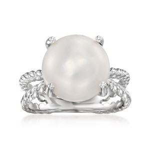 Ross-Simons 12mm Cultured Pearl Open-Space Roped Ring in Sterling Silver - 1 of 4