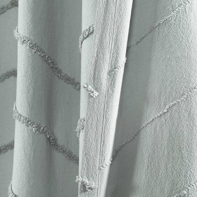 Pastel Blue Cotton Chevron Light-Filtering Curtain Panels
