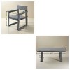 Modern 5 PCS Outdoor Dining Set, Rectangular Dining Table with Umbrella Hole, Dining Armrest Chair with Eco-Friendl HDPE Frame-Coolbibila - 4 of 4