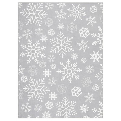 Christmas Area Rug, Winter Holiday Home Decor Rugs for Living Room Bedroom, Snowflake Print Decorative Carpet Non Slip for Nursery