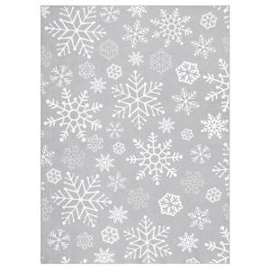 Christmas Area Rug, Winter Holiday Home Decor Rugs for Living Room Bedroom, Snowflake Print Decorative Carpet Non Slip for Nursery - 1 of 4