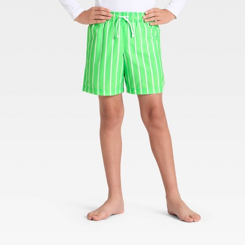 Cat & Jack Boys' Pinstripe Trunk Swim Shorts - Cat & Jack™ Green M