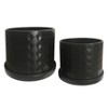Sagebrook Home Set of 2 Ceramic Planters - 10" & 12" Black Planters on Saucers - Contemporary Diamond Design For Indoor or Outdoor Plants, Succulents - 4 of 4