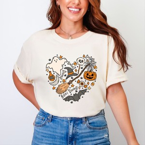 Simply Sage Market Halloween Heart Garment Dyed Tee - M - Ivory - 1 of 4