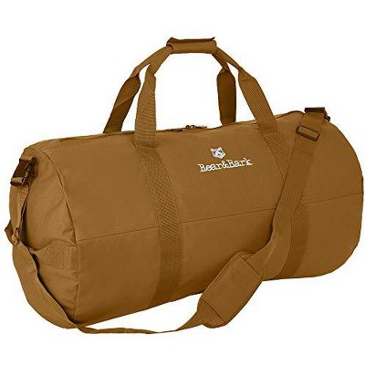 Bear & Bark Large Duffle Bag – Desert Brown 32”x18” - 133.4lb - Canvas Military and Army Cargo Style Travel Luggage