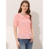 Allegra K Women's Peter Pan Collar Swiss Dots Short Sleeves Button Front Shirt - 2 of 4