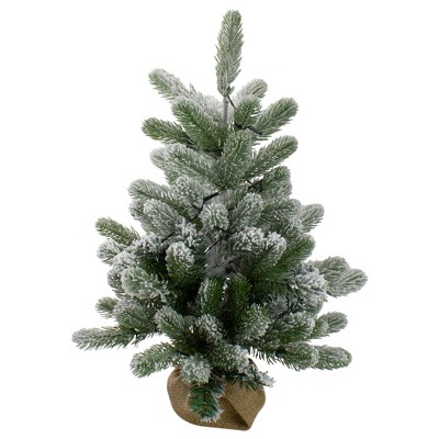 Northlight B/O Frosted Pine Artificial Christmas Tree with Burlap - 2' - Warm White Lights