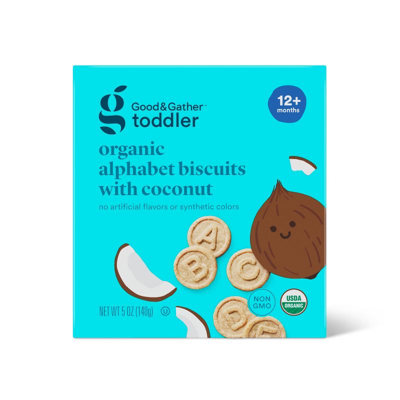 Organic Alphabet Biscuit with Coconut Baby Snacks - 5oz - Good &#38; Gather&#8482;, 1 of 5