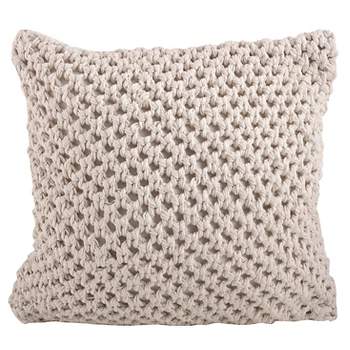 20"x20" Oversize Knitted Design Square Throw Pillow Vanilla - Saro Lifestyle