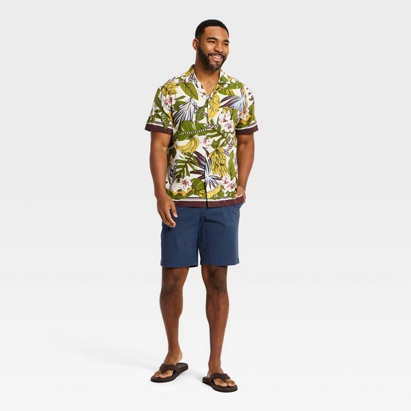 Camisa de botones de manga corta con estampado floral vacacional para hombre - Goodfellow & Co™ Marrón 3