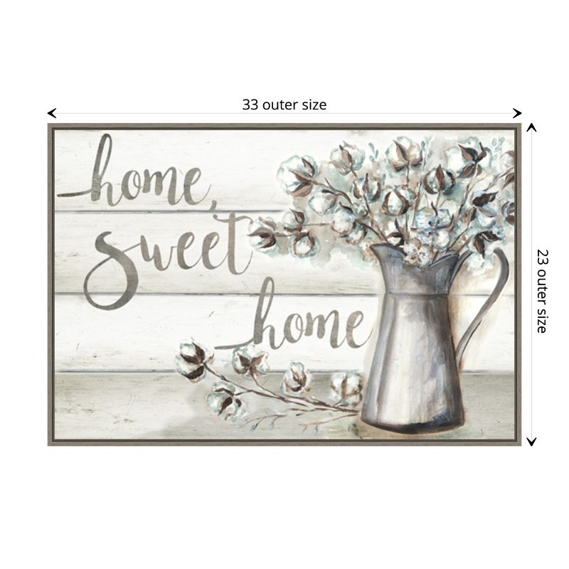 Amanti Art Framed Farmhouse Cotton Home Sweet Home by Tre Sorelle Studios Canvas Wall Art Print (33 in. W x 23 in. H), Sylvie Greywash Frame, 4 of 9