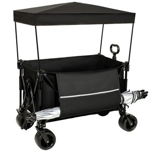 Vynxaria 480Lbs Extended Collapsible Wagon with Canopy & Mosquito Net ¨C All-Terrain Wheels for Camping, Garden - 1 of 4