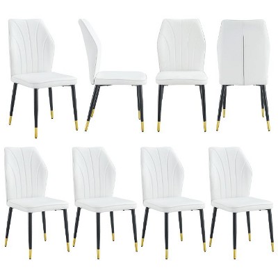 CAVINAS Modern PU Leather Dining Chair, Kitchen Side Chair with Curved Back and Metal Legs