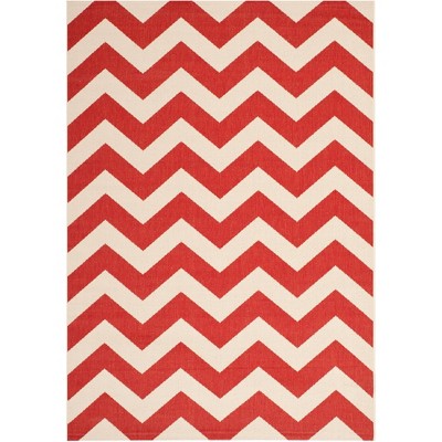 Red Chevron Indoor/Outdoor Synthetic Area Rug 4' x 5'7"