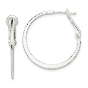 Black Bow Jewelry Flat Circle Round Hoop Earrings in Sterling Silver, 27mm (1 1/16 Inch) - 1 of 4