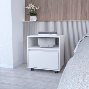 Okak 2-Drawer Bedside Table with Cutout Handles, Modern Bedroom Nightstand with Easy-Pull Drawers Wooden Storage Cabinet for Small Spaces - 1 of 4