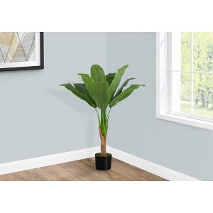 Monarch Specialties Artificial Plant 43 inch Tall Banana Tree Indoor Faux Fake Floor Greenery Potted Real Touch Decorative Green Leaves Black Pot - 1 of 4