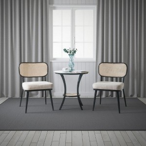 Col 3pc Accent Table and Chair Set, Black Legs, Glass Top, Padded Seat -BM337289 - 1 of 1