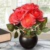 9" Artificial Rose Flowers in Round Pot Pink - National Tree Company - image 2 of 4