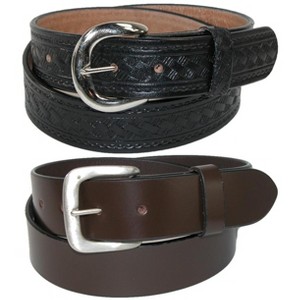 CTM Men's Leather Removable Buckle Belts (Pack of 2) - 1 of 4