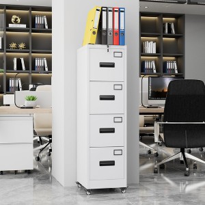 ChicFurnit File Cabinet, 4 Drawer Metal Vertical Organizer with Lock