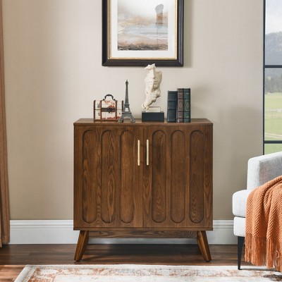 VYNXARIA Vintage Fluted Mid-Century Sideboard Cabinet