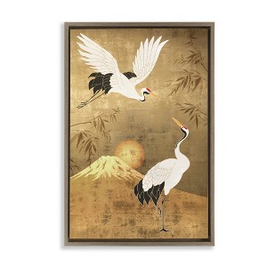 Stupell Industries Traditional Cranes & Mountain Floating Frame Canvas Art - 1 of 4