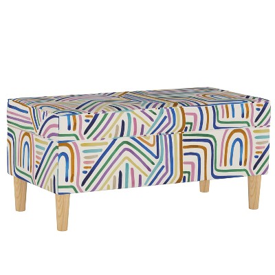 Storage Bench Rainbow Strokes Ochre - Skyline Furniture