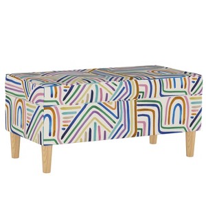 Skyline Furniture Storage Bench Rainbow Strokes Ochre: Upholstered Ottoman with Pine Frame, 250lb Capacity - 1 of 4
