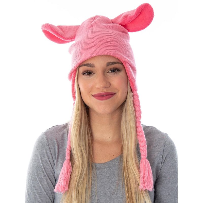 A Christmas Story Adult Deranged Easter Bunny Costume Laplander Beanie Cap Hat Pink, 1 of 7